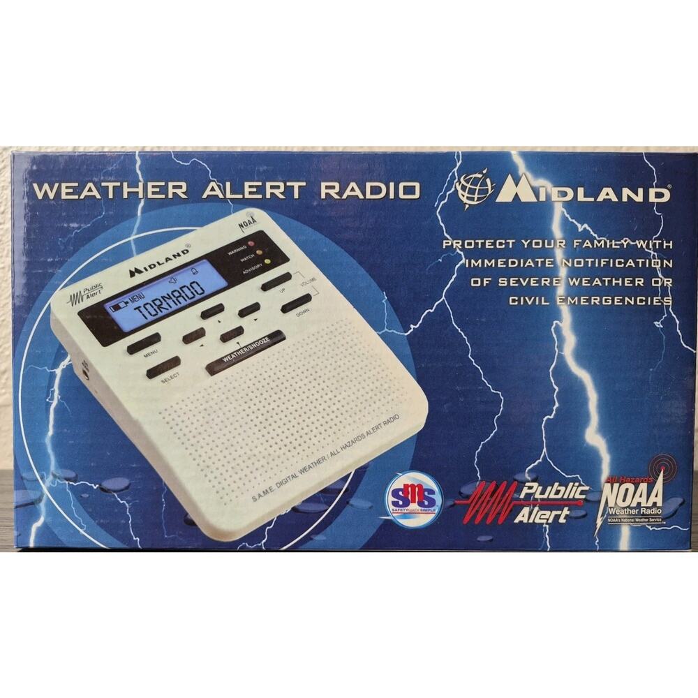 Midland WR-100 Emergency Weather Alert Radio NOAA Brand New White